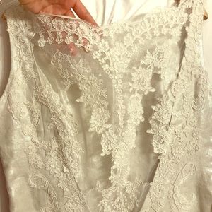 Silvery Sheath Dress, Lace Back Boat Neck, Couture